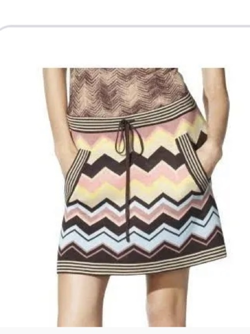 Missoni Multicolor Chevron Strapless Knit Top in Pink, Yellow, Brown